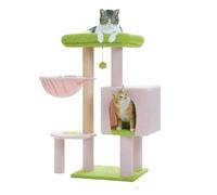 Cat Tree, Arbre à Chat en Bois avec Structure d'escalade, nid, Cactus intégré et Jouets,Parts(TD36 Pink)