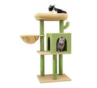 Cat Tree, Arbre à Chat en Bois avec Structure d'escalade, nid, Cactus intégré et Jouets,Parts(TD45)
