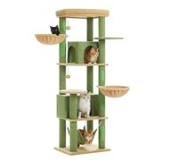 Cat Tree, Arbre à Chat en Bois avec Structure d'escalade, nid, Cactus intégré et Jouets,Parts(TD518)