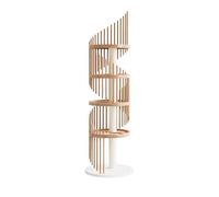 Cat Tree, Arbre à Chat en Bois Massif, Design créatif, Colonne en Chanvre et Spirale, Produit Durable,for Kittens(5 Layers Log Color)