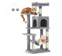 Cat Tree, Arbre à Chat intégré for Grands Chats, sans encombrement, Jouets à Plusieurs Niveaux et Accessoires,for Kittens(Light Gray)