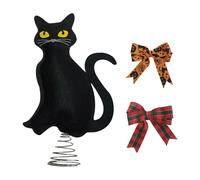 Cat Tree Topper - Party Treetop Ornament with Bow | Cute Cat Decor for Holiday Trees, Adorable Feline Christmas Ornament, Festive Home Decoration for Winter Celebrations, Halloween, and Family Gatheri