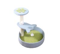 Cat Tree Tre-Couches à Trois Couches Cat d'escalade Cadre d'escalade Avocado Vert Clair Pétales Bleu litière Chat Plateforme de Saut de Chat Cat Claw Double Ball Toy Cat Cat Tree (Couleur: