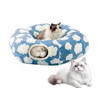 Cat Tunnel Bed with Ball Removable Cushion, Round Cat Bed Winter Pet Nest