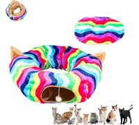 Cat Tunnel Christmas Tree Skirt,Foldable Multi Functional Cat Tunnel for Under Christmas Tree,Cat Play Tunnel with Washable Soft Plush Mat,Indoor Cat Cave for Small Medium Large Cat,Puppy,Rabbit