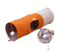 Cat Tunnel - Foldable Play Tunnel with Hanging Ball Toy, Scratch Resistant Design | Mental Enrichment and Exercise Tent for Cats Kitten Training, Living Room Activity, Interactive Pet Play Equipment
