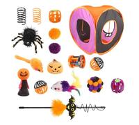 Cat Tunnel Toys Set Kitten Toy - Box Cube Folding Square Channel Set Cute | Cute Interactive Plush Wand, Spring Mice, Ball, Folding | Square Channel Cat Toys for Halloween Cat Tunnel Toys Set Kitten