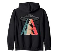 Cat UFO Lol Bye Alien Abduction Flying Cats UFO Galaxy Retro Sweat à Capuche