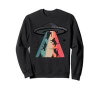 Cat UFO Lol Bye Alien Abduction Flying Cats UFO Galaxy Retro Sweatshirt