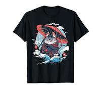 Cat Ukiyo-e Japanese Cat Japan Style Anime Ninja Cat T-Shirt