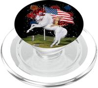 Cat Unicorn 4th of July Patriotic American Flag Fireworks PopSockets PopGrip pour MagSafe