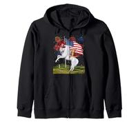 Cat Unicorn 4th of July Patriotic American Flag Fireworks Sweat à Capuche