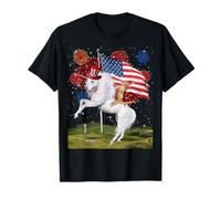 Cat Unicorn 4th of July Patriotic American Flag Fireworks T-Shirt