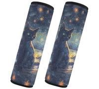 Cat Van Gogh's Starry Night Lot de 2 housses ceinture sécurité souples pour une conduite plus confortable, 25,4 x 19,7 cm