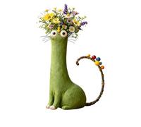 Cat Vase - Cute Animal Bud Vase Planter | Funny Floral Holder Creative Decorative Desk Ornament Compact Display Feature for Office, Gift Birthday Use, Ceramic White Mini