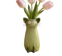Cat Vase, Whimsical Tabletop Cats Decor, Ceramic Flower Vase 7 inch Cute Kitten Design Vases for Bookshelf Mantel Entryway Living Room Dining Table Use, Decorative Home Accent, Gift for Cat Lovers