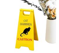 Cat Vomit Sign, 3D Printed Funny Caution Marker, 24g Novelty Desk Decoration, Cute Black Cat Gag Sign For Home, Bathroom, Classroom Decor, Pet Lover Gift, Quirky Accessory, 12x6x12cm