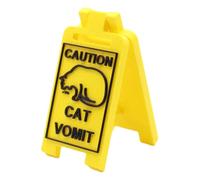 Cat Vomit Wet Floor Sign Décoration de panneau d'avertissement drôle de chat humoristique imprimée en 3D Accessoire décoratif d'intérieur pour la maison, le bureau, CA