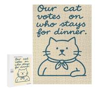 Cat Votes on Dinner Kitchen Puzzle-Image pour Adultes, 500 PCS - Soirée Puzzle en Famille - À Assembler, Encadrer Et Exposer