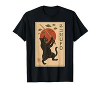 Cat vs UFO Affiche rétro Japonaise de Science-Fiction T-Shirt