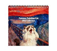 Cat Wall Calendar 2027 Famous Painting Spiral Bound Planner Annuel | Holiday Gift Bag Set Wedding Party Festive Pouch Birthday Advent Cloth Bag Business Celebration Wrapping Accessory Durable