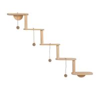Cat Wall Ladder - Wooden Climbing Bed Scratcher Perch Set | Sisal Rope Scratch Post, Resting area | Indoor Furniture for Kitten Corner Door Frame Bedroom Living Room Ceiling