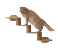Cat Wall Shelves - Wooden Climbing Ladder, Feline Playground Tower | Multi-Level Jumping Steps | Indoor Ceiling Scratching Areas, Sturdy Timber Board Providing Active Exercise Space For Pets Saf