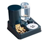 Cat Water and Food Dispenser, 27x26x23cm, Portable Pet Feeder, Cat Feeding Station, Non Slip Feed Stationary for Small to Large Cats, Easy to Clean Food and Aqua Container, Black