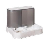 Cat Water Bowl Double Pets Water Food Bowl, Pet Feeder with Removable Dual Bowls, Moderate Capacity Cat Feeding Bowl for Home Decor, Includes Storage Cover Base Pad and Water Bottl (Blanche)