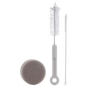 Cat Water Fountain Brushes - 3-Piece Linear Detailing Brush & Sponge Kit, Rigid High Leverage Scrubber Set for Straight Water Spouts & Reservoir Basins | White