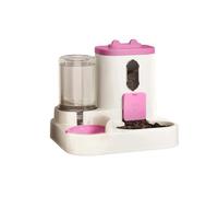 Cat Water Fountain, Distributeur Automatique 2 en 1 d'eau et de Nourriture for Chats - Alimentateur par gravité avec minuterie programmable, sans électricité,for Cats(Plum)