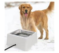 Cat Water Fountain, Gamelle chauffante de 3,2 L for Chien, Abreuvoir extérieur for Animaux avec Couvercle Amovible en Acier Inoxydable,for Cats(White,EU)