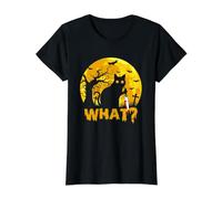 Cat What? Chat Noir meurtrier dans Un cimetière avec Couteau T-Shirt Graphique avec Valeur, Femme, Noir, L