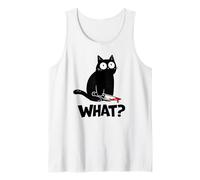 Cat What? Funny Black Cat with Knife Men Women Débardeur