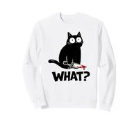 Cat What? Funny Black Cat with Knife Men Women Sweatshirt