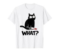 Cat What? Funny Black Cat with Knife Men Women T-Shirt