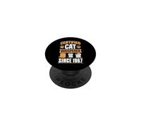 Cat Whisperer Certified Since 1967 Cat Theme Birthday Year PopSockets PopGrip Adhésif