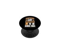 Cat Whisperer Depuis 1984 Thème Chat Année d'anniversaire PopSockets PopGrip Adhésif