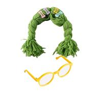 Cat Wig Headwear - Polyester Braids Cosplay Pet Costume Accessories, Funny Dog Cat Dress Up | Puppy Kitten Party Holiday Carnival Christmas Role Play Photoshoot Prop with Glasses