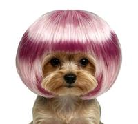 Cat Wig - Pink Bob Cut, Soft Mesh Costume Accessory for Halloween | Adjustable Strap, Breathable Fabric, Fun Pink Style, for Small Animals & Cats, Festive & Party Dress-Up, Cute Photo Prop