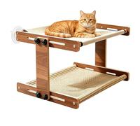 Cat Window Hammock - Wood Mesh Fabric Material 63/47cm Adjustable Pet Bed - Strong Hanging Cat Rest - Comfortable Space Saver for Bedside Cabinets and Year Round Use