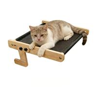 Cat Window Perch - Floating Wooden Pet Sleeping Hammock | Solid Pine Timber Construction with Reinforced Steel Support Brackets & Heavy-Duty Suction Hardware for Apartments and Homes