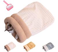 Cat Winter Sleeping Bag,360° Wrap Self Warm Soft Plush Cat Sack,Comfortable Pet Warming Cats Cave Beds,Washable Pad Sack for Indoor Or Outdoor