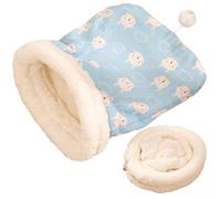 Cat Winter Sleeping Bag, Semi Closed Cozy Bed, 21.65x17.72 inches, Plush Calming Sack, Warm Insulated Nest, Soft Fleece with Tail Ball for Indoor Cats in Cold Weather (Multicolor)