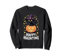 Cat Witch Hat Pumpkin Happy Haunting Sweatshirt
