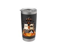 Cat Witch Mummy Ghost Kitten Pumpkin Halloween Spooky Season Gobelet isotherme en acier inoxydable double paroi