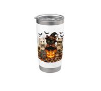 Cat Witch Mummy Ghost Kitten Pumpkin Halloween Spooky Season Gobelet isotherme en acier inoxydable double paroi