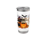 Cat Witch Mummy Ghost Kitten Pumpkin Halloween Spooky Season Gobelet isotherme en acier inoxydable double paroi