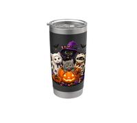 Cat Witch Mummy Ghost Kitten Pumpkin Halloween Spooky Season Gobelet isotherme en acier inoxydable double paroi