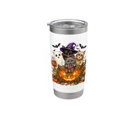 Cat Witch Mummy Ghost Kitten Pumpkin Halloween Spooky Season Gobelet isotherme en acier inoxydable double paroi